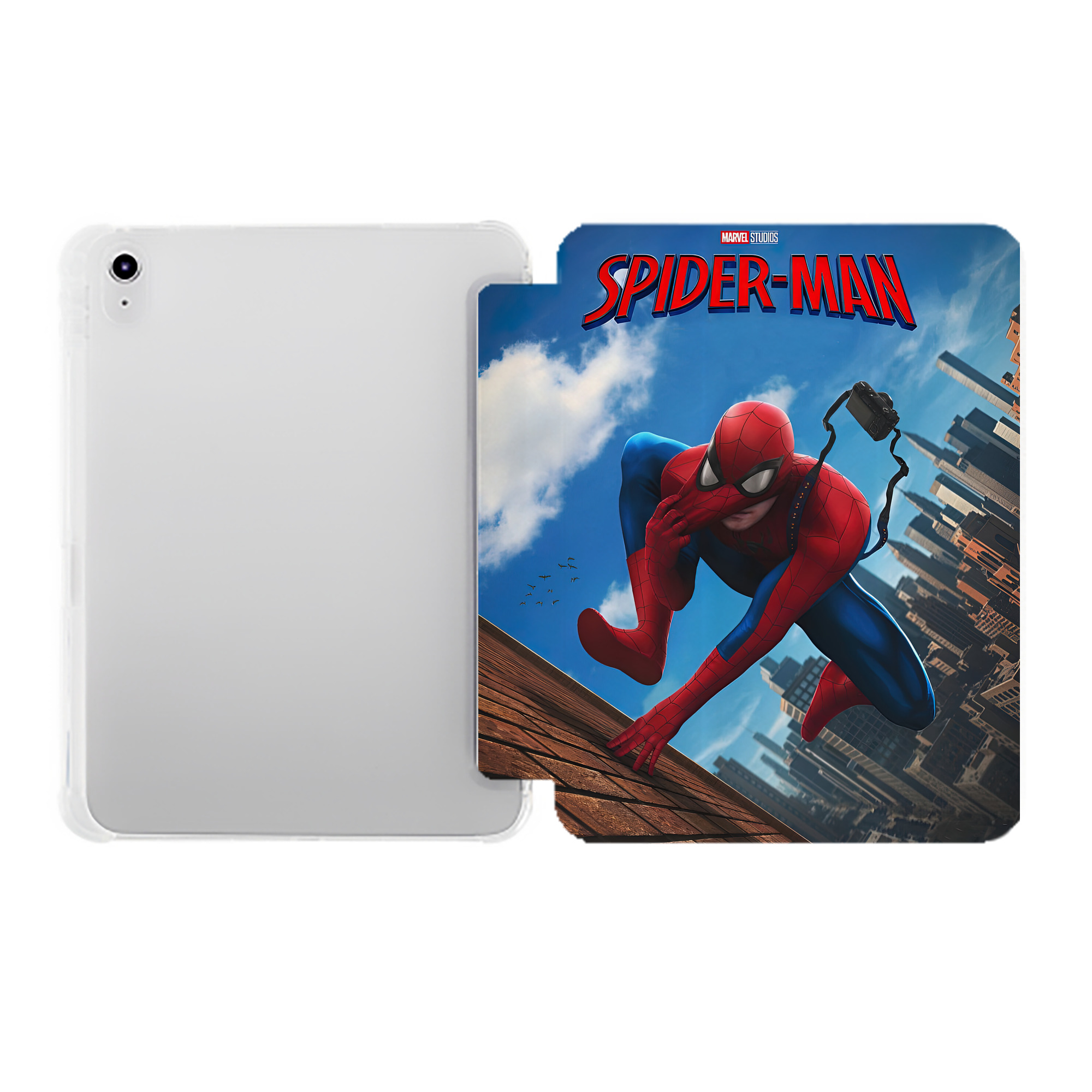 （画像用） Spider Man スパイダーマン IPad ケース ペン収納付き 三つ折りスタンド PUレザー×シリコン 対応機種9.5/10.5/10.9インチ